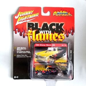 2005 Black with Flames Series Johnny Lightning "66 Chevy Nova SS Car